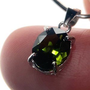Chrome Tourmaline 1.55ct White Gold Finish Solid 925 Sterling Silver Pendant